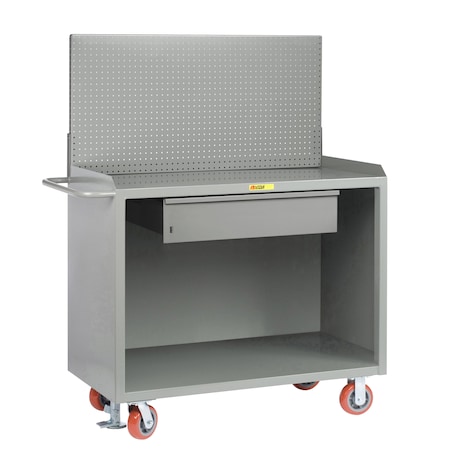 Little Giant Mobile Bench Cabinets, 36"W, Heavy-Duty Drawer, Pegboard MB-2436-HDFL-PB